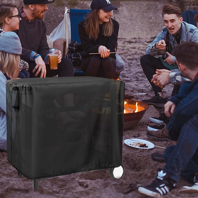 Prep Table Cover for Royal-Gourmet Double-Shelf Movable Dining Cart Table, 40inch Outdoor BBQ Cart Cover Bar Tool Cart Covers Cooler Covers - 41"L×24"W×32"H, Black