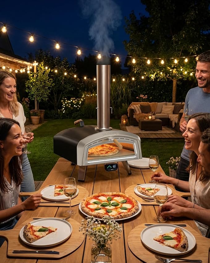 Mimiuo Smart 16" Wood/Charcoal Pizza Oven w/Temp Display – 3 Modes °C/°F | Digital Display Panel, 3 Cooking Modes (Classic/Neapolitan/Custom), Celsius/Fahrenheit Switch, Color-Coded Guide