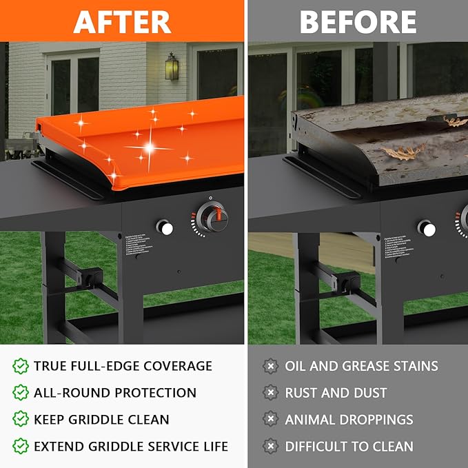 Silicone Griddle Cover for Blackstone - Full Protection Waterproof Griddle Top Cover All Year Round Protective Mat for Black Stone Accessories (28" Orange)