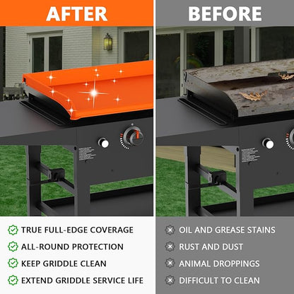Silicone Griddle Cover for Blackstone - Full Protection Waterproof Griddle Top Cover All Year Round Protective Mat for Black Stone Accessories (28" Orange)