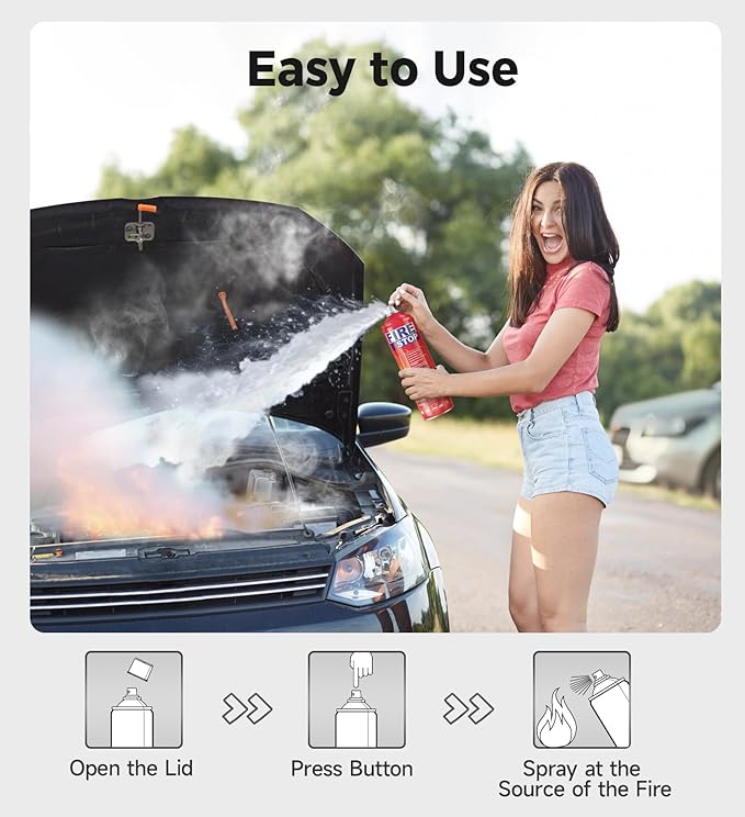 AmzBoom Fire Extinguisher 2-Pack with Mounting Bracket for Home, Kitchen, Car, Grill - Portable Small A, B, C, K Fire Extinguisher - 8-in-1 - Prevents Reignition.