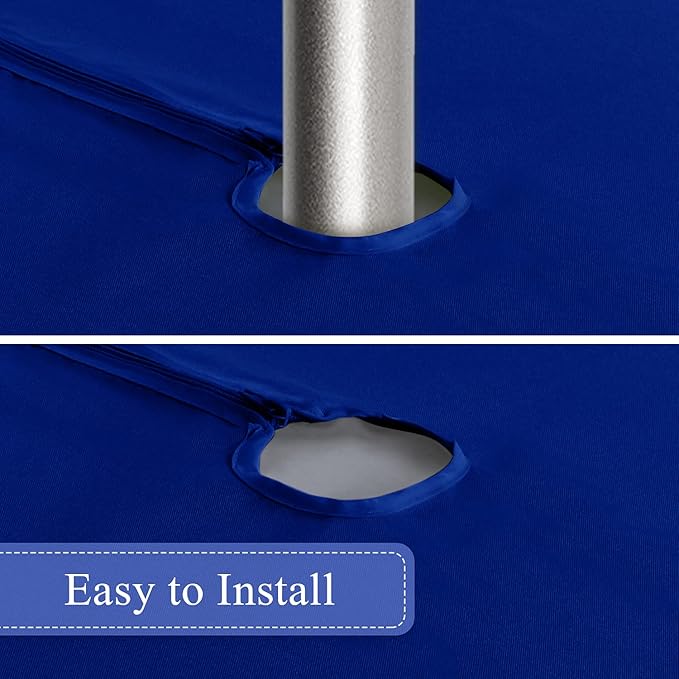 SARAFLORA Outdoor and Indoor Tablecloth -60x102 inch Blue, Wrinkle Free Washable Waterproof Table Cloth with Umbrella Hole and Zipper Rectangle Table Cover for Spring/Summer/Patio/Picnic/BBQS/Party
