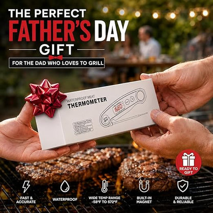 Instant Read Food Thermometer Rechargeable Meat Thermometer Digital Kitchen Thermometer - Fast & Accurate Food Thermometer for Cooking, Grill Thermometer, Fathers Day Gift for Dad Husband