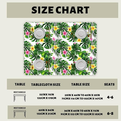 Palm Leaves Decorative Rectangle Table Cloth Hawaii Green Tropical Leave Flower Rectangle Polyester Table Cloths Kitchen Table Cover for Dining BBQ Picnic Coffee Table 52" x 70" 4-6 Seats