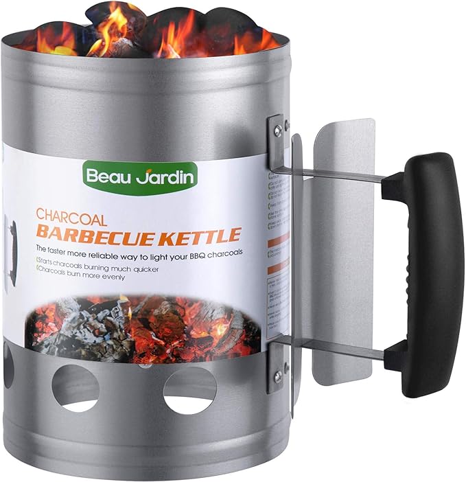 18 Inch Charcoal Grill+ BBQ Charcoal Chimney Starter 11"X7" Heavy Duty for Charcoal Grills