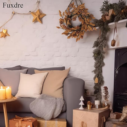 2 Pcs Christmas Candle Rings Wreaths, 10 Inch Candle Wreath with Artificial Brown Pinecone, Christmas Candle Holder Indoor Decor for Home Kitchen Cabinets Centerpieces for Tables