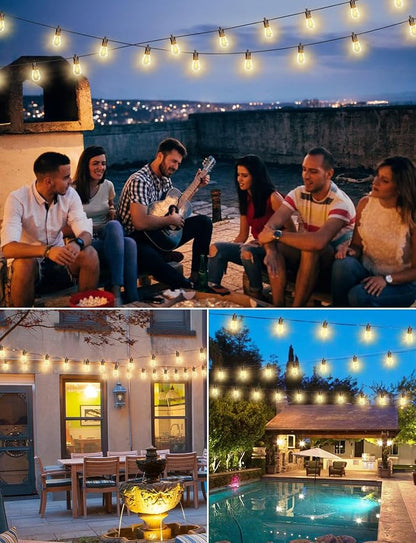 Brightever 120FT LED Outdoor String Lights for Patio Decor | Outside Hanging Lights with 34 Shatterproof S14 Vintage Edison Bulbs(2 Spare), Waterproof 2700K Dimmable