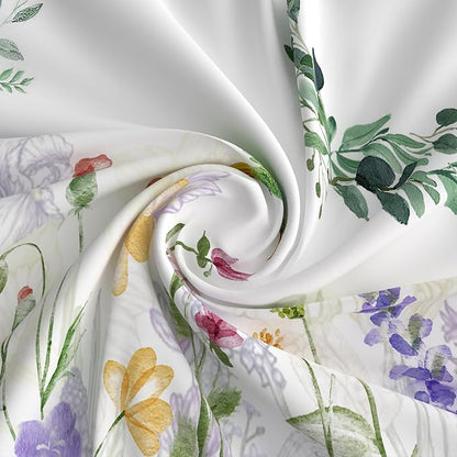 SASTYBALE Spring Summer Tablecloth, 52" x 70" Rectangular Watercolor Wild Flower Birds Plants Decorative Table Cloth Washable Water Resistant Table Cover for Party Picnic Dinner Decor, Colourful