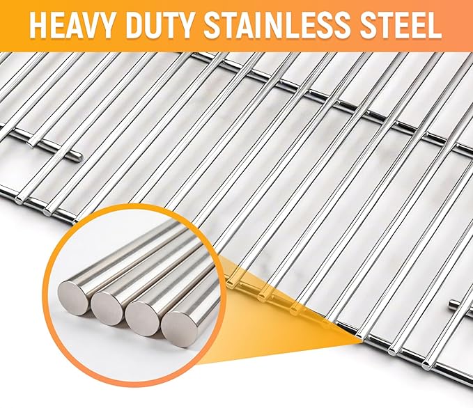 Grill Heat Plate & Cooking Grate Replacement Set for Cuisinart CGG-306, Nexgrill 820-0033 820-0015 820-0007, Megamaster 820-0033M, 2-Pack Stainless Steel Flame Tamer & Grill Grate
