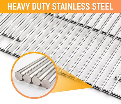 Grill Heat Plate & Cooking Grate Replacement Set for Cuisinart CGG-306, Nexgrill 820-0033 820-0015 820-0007, Megamaster 820-0033M, 2-Pack Stainless Steel Flame Tamer & Grill Grate