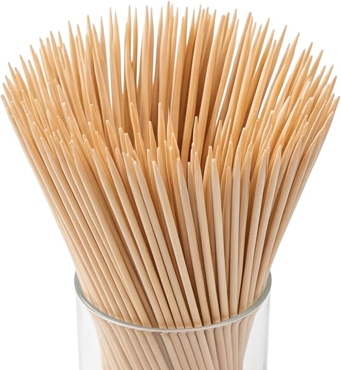 DaTpuik 12 inch Natural Bamboo Skewers for Grilling，Chocolate Fountain，Kabob，Crafts，Barbecue，Flower Bouquet， Bouquet Wrapping Paper. Diameter=4mm. More Size Choices 6"/8"/10"/12"/36"(100 PCS)