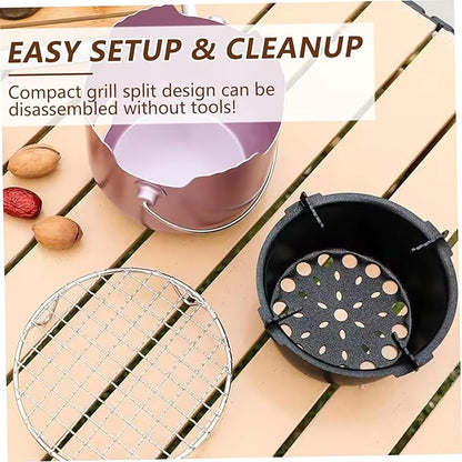 Portable Charcoal Grill, Small Grill with Handle for Outdoor Cooking, Stainless Steel Charcoal for Backyard, Purple