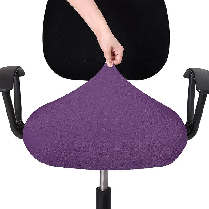 Smiry Office Computer Chair Seat Covers for Desk, Anti-dust Protector | Stretch Jacquard Removable Washable Desk Chair Seat Cushion Protectors, Purple