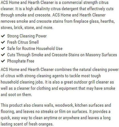 ACS Home & Hearth Cleaner - Biodegradable Citrus Spray for Glass, Grill, Stove - 22 Fl Oz