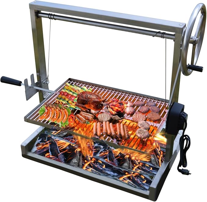 Firebuggz Santa Maria Grill with Adjustable Rotisserie Kit for Outdoor BBQ