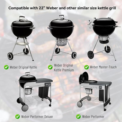 Charkettle Charcoal Firebox Kit, Ceramic Basket with Heat Deflector Compatible with Weber 22-inch Kettle Charcoal Grills