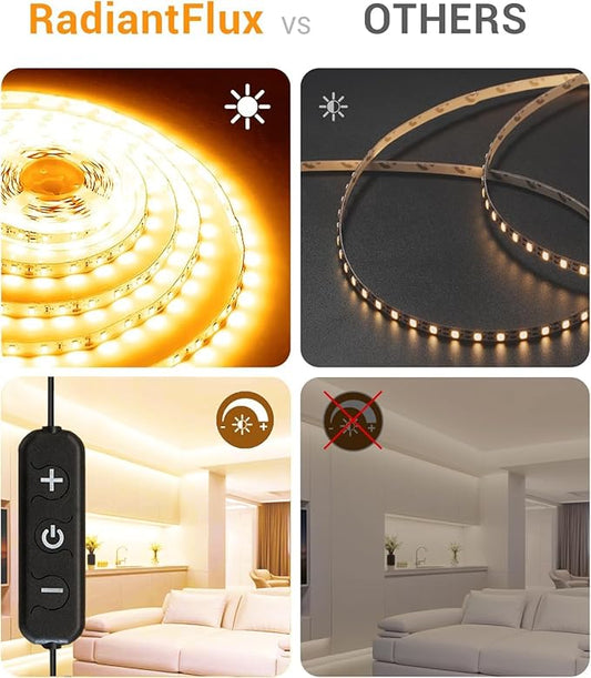 Warm White Led Strip Lights, Dimmable LED Lights Strip, 50Ft 900Leds, Super Bright LED Tape Lights for Living Room, Bedroom, Kitchen, Vanity Mirro,Flexible LED Light Strips for christmas decor