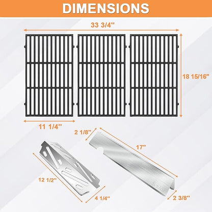 GS4 Genesis 2 E410 Grill Parts for Weber Genesis 4 Burner Genesis II/II LX 400 SER Accessories Genesis 400 (2022 Y) Replacement for Weber Flavorizer Bars 66030, Heat Deflector 66041&Grill Grates 66097