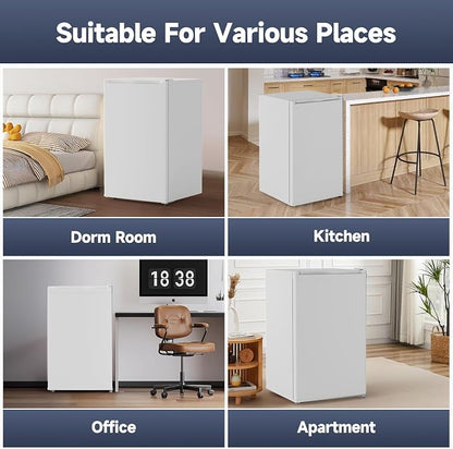 4.3 Cu.ft Mini Fridge with Freezer, Compact Refrigerator for Bedroom Office Dorm RV, Single Door Adjustable Temperature, Removable Shelves & Crisper Drawer
