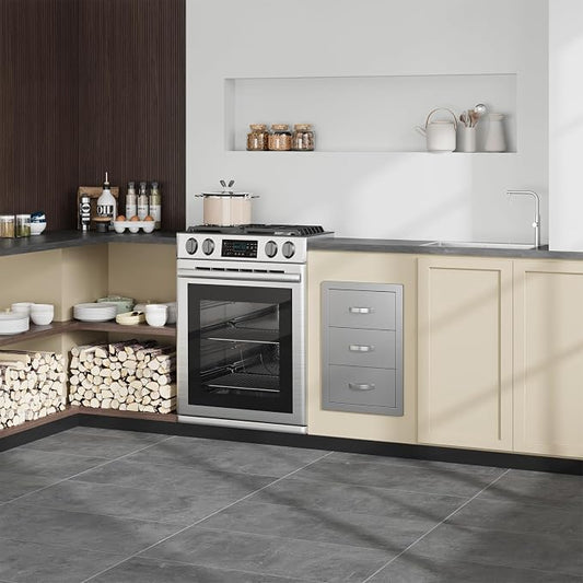 Garvee Outdoor Kitchen Drawers 14"Wx23"Dx21"H, Flush Mount Access BBQ Drawers with full Stainless Steel,Weatherproof & Rust-Resistant,for Outdoor Kitchen Island, Patio Grilling Tools & Spices | Stainless Steel - Weatherproof Rust-Resistant Drawers for ...