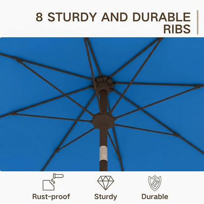 Kingdura 10FT Outdoor Patio Umbrella, Round Market Table Umbrella with Push‑Button Tilt and Crank Lift, 8 Sturdy Metal Ribs, UV50+ Protection Canopy for Backyard, Lawn, Deck, Poolside, Garden (Royal blue)