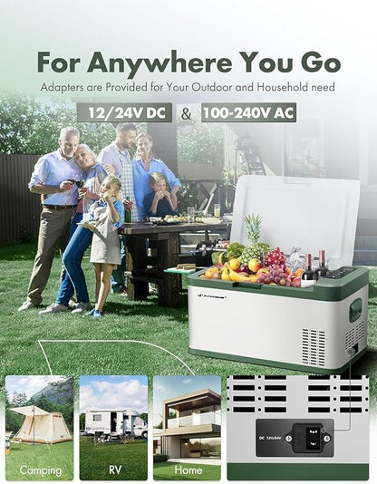 A-Premium 12 Volt Refrigerator 21QT/20.1L Portable Car Fridge Cooler, -4°F~68°F Portable Freezer Fast Cooling with 12/24V DC & 110/240V AC for Home Party Camping RV Roadtrips Truck Outdoor Use