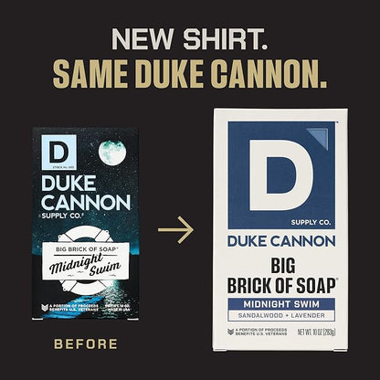 Duke Cannon Midnight Swim Big Brick of Soap 4-Pack, 10 oz Each – Sandalwood & Lavender Scent, Large Triple-Milled Bar Soap for Men, Long-Lasting & Moisturizing