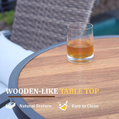 Bar Height Patio Table, 40-Inch Tall Patio Table Outdoor Bar Table Bistro Table with Wooden-Like Table Top & Metal Frame, Spring, 2026