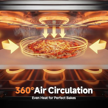KINGWISE Convection Pizza Oven Electric, IPX4 Waterproof Countertop Air Fryer Oven, Fits 13-Inch Pizza, Heats up to 750℉, 6 Cooking Functions and 5 Pizza Presets, Pizza Stone & Pizza Peel Included