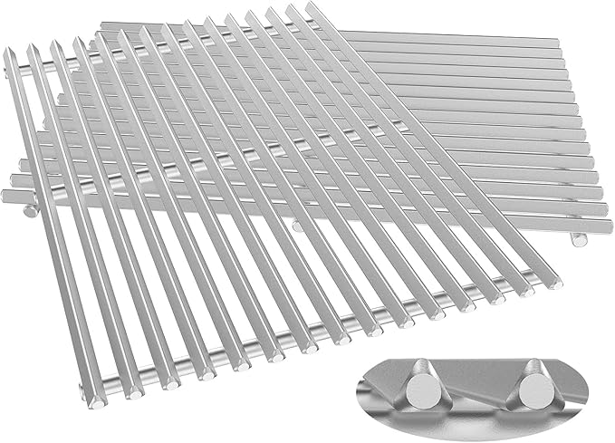 9.5MM 17.5" Grill Grates for Spirit 200 & GS4 Spirit, 304 Stainless Steel Grill Parts for Weber Spirit E210, Spirit II E210, II E220, E220, S210 with Front Control, Replacement Grates for Weber 7637