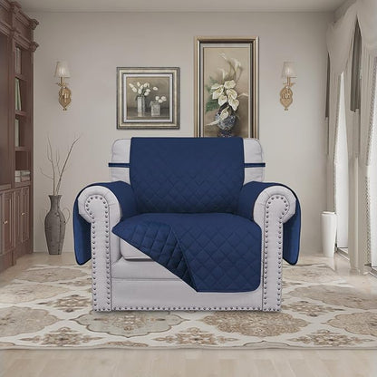 Easy-Going Chair Sofa Slipcover Reversible Sofa Cover Water Resistant Couch Cover Furniture Protector Cover with Elastic Straps for Pets Kids Children Dog Cat (Chair, Navy/Navy) | Machine Washable Slipcover For Dogs, Water Resistant Furniture Mat For L...