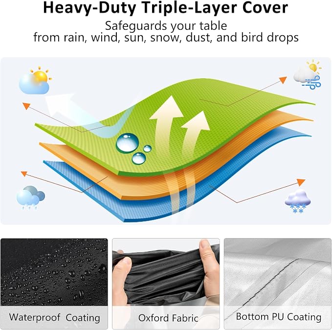 TheElves Table Cover 55"Lx20"Wx36"H for VINGLI HOMEFUN ECOTOUGE Bar Table | Waterproof Dustproof Weather Protection Outdoor Table Cover for Prep Table, Side Table, Grill Cart, Bar Cabinet, Dining Table