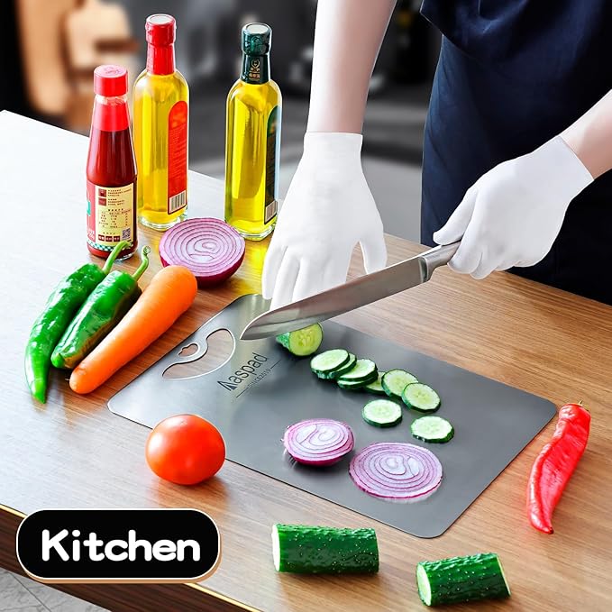Pure Titanium Cutting Board Non-Toxic for Kitchen Washable Portable Lightweight Metal Chopping Board Dishwasher Safty Suit for Home Cooking and Outside Camping