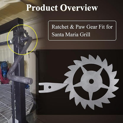 Ratchet & Paw Gear Fit for Santa Maria Grill, Suitable for Any 1/2" Round bar or Square tubing for The Handle Assembly, and LavaLock Spring Handles, 1 Pcs