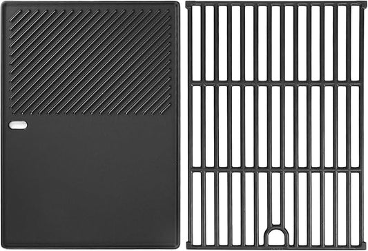 Hisencn 17" Cast Iron Cooking Grate and Griddle Replacement for Nexgrill 4 Burner 720-0925P 720-0925 720-0925S, Replacement Parts for 720-0340 720-0718A Gas Grill
