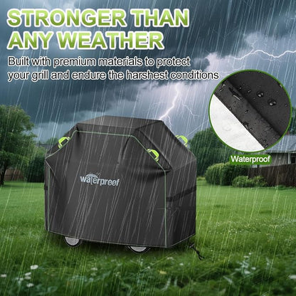 Grill Cover, 46 inch BBQ Grill Cover for Outdoor Grill, 420D Waterproof Fabric, UV & Fade Resistant, All-Weather Barbecue Gas Grill Cover with Handles, Straps & Adjustable Drawstring