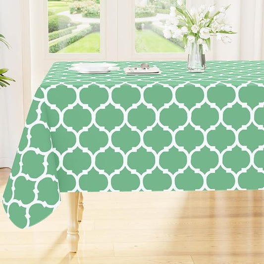 Smiry Rectangle Table Cloth, Waterproof Vinyl Tablecloth with Flannel Backing for Rectangle Tables, Wipeable Spillproof Plastic Tablecloths for Dining, Camping and Indoor(52"x70", Sage Green)