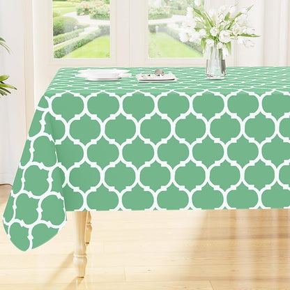 Smiry Rectangle Table Cloth, Waterproof Vinyl Tablecloth with Flannel Backing for Rectangle Tables, Wipeable Spillproof Plastic Tablecloths for Dining, Camping and Indoor (60"x84", Sage Green)