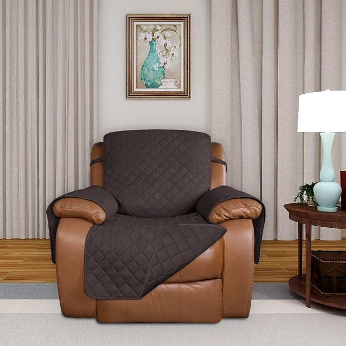 PureFit Reversible Recliner Chair Covers Couch Covers for Dogs, 28 in | Chocolate/Chocolate, Water Resistant Couch Protector, Washable Pet Couch Cover with Non Slip and Elastic Straps For Kids