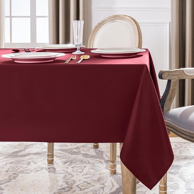 Softalker Square Tablecloth, Waterproof Table Cloths Wrinkle Free Fabric Washable Polyester Table Cover for Dining Tables Party Outdoor Camping Parties Buffet - 70 x 70 inch,Burgundy