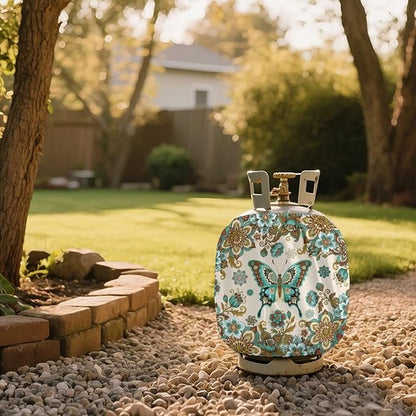 Boho Mandala 20lb Propane Tank Covers Butterfly Gas Cover Fits Standard 20 lb Tank Cylinder Heavy Duty Outdoor Grill Accessories Gift for Holiday