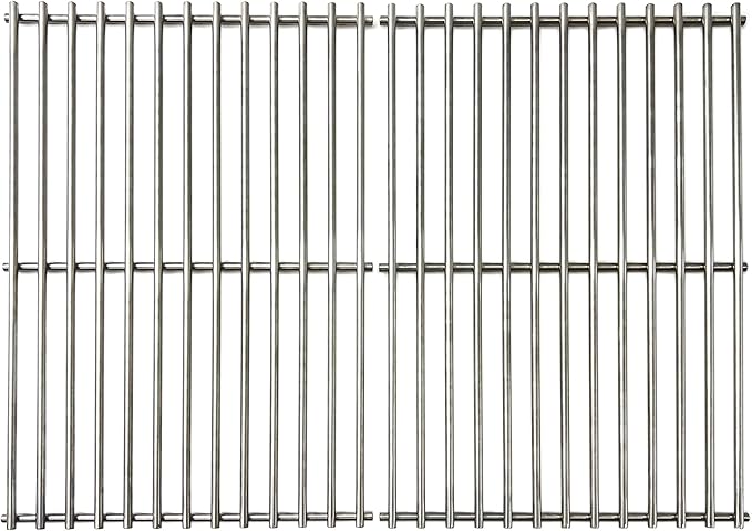 DS112 Solid Stainless Steel Cooking grids 2PK Replacement for Weber Spirit 200 Series and Genesis Silver A, Spirit E210, Spirit 500 (Side-Mounted Control) 7521 7523 9855, 15 x 11 1/4 Inch