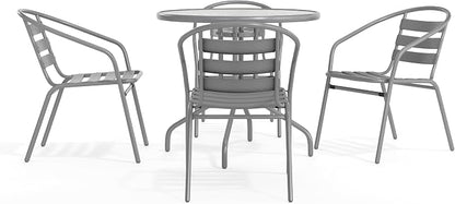 Flash Furniture 31.5 in Aluminum Round Table, Silver | Durable Construction, Commercial Use