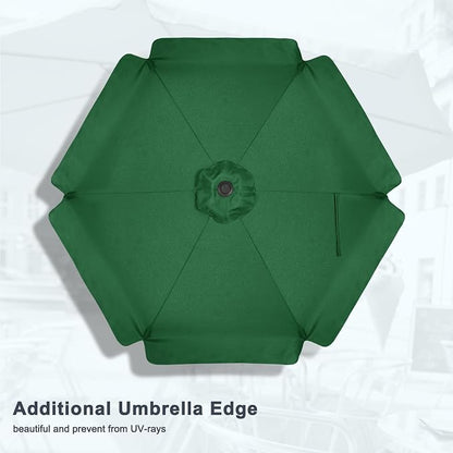 MASTERCANOPY 7.5ft Patio Umbrella with Valance, Crank & Tilt, Forest Green | 6 ribs, UV/fade-resist, waterproof, vent, for garden/deck/yard/pool