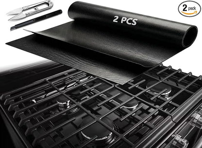 2 Pcs Stove Top Protector for KitchenAid 30" Gas Range | DIY Cut Fits Stove Guard Liner Protector 5-burner Layout, Non-Stick, Reusable, Dishwasher Safe, Splatter Cover