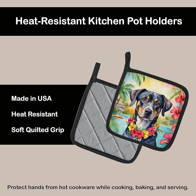 Caroline's Treasures Catahoula Luau Pair of Pot Holders Kitchen Heat Resistant Pot Holders Sets Oven Hot Pads for Cooking Baking BBQ, 7 1/2 x 7 1/2