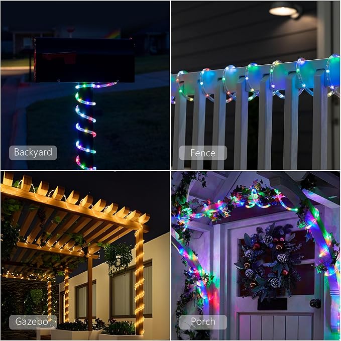 ANJAYLIA 66FT 200 LED Color Changing Rope Lights with Plug and Remote | Led Outdoor Waterproof Rope Light with Color Option, 7 Modes, Timer, Memory, Remote For Bedroom, Deck, and Holiday Decor