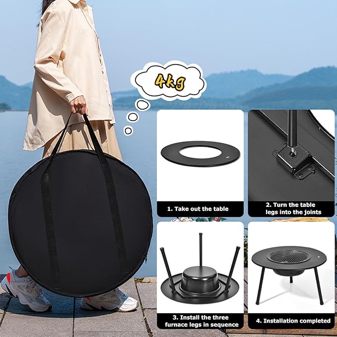 Barbecue Charcoal Grill,Folding Portable Dual use small bbq,Mini Outdoor Garden Barbecue Meat Rack for Backyard,Cooking,Camping and Parties (22IN)