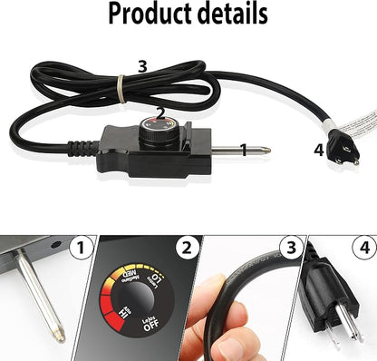 Heating Element Replacement for Masterbuilt Analog Control with Thermostat Power Cord Controller 1400 Watt Part 9907150014 Electric Smoker Grill Accessories