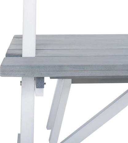 SAFAVIEH Outdoor Collection Willamy Ash Grey 3-Piece Dining Bench & Table Set